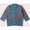 Apple Knitted Cardigan, Blue - Cardigans - 1 - thumbnail
