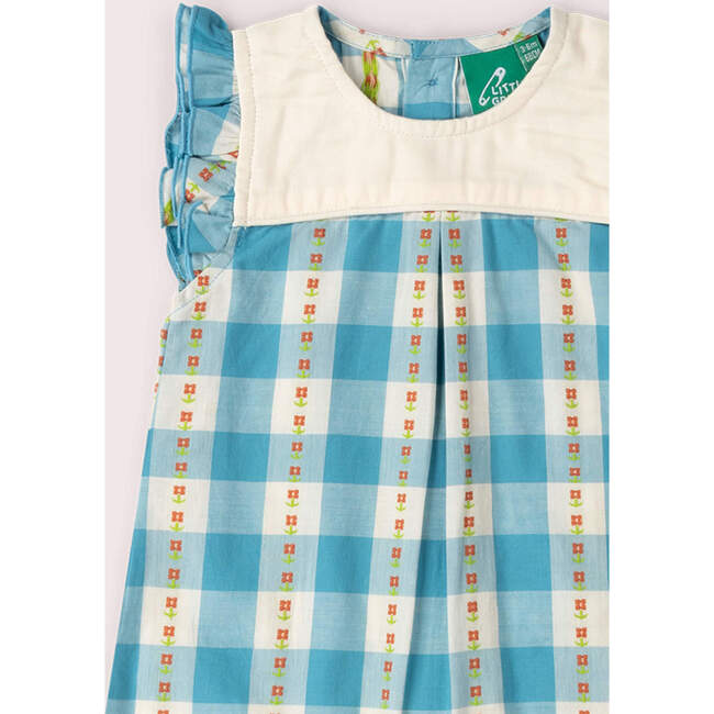 Blue Flowers Frill Summer Romper, Blue - Rompers - 4