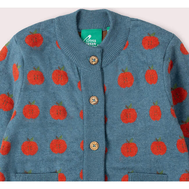 Apple Knitted Cardigan, Blue - Cardigans - 5