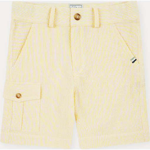 Seersucker Cargo Shorts, Vanilla Yellow