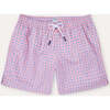 Men's Swim Shorts, Pink Geo - Swim Trunks - 1 - thumbnail