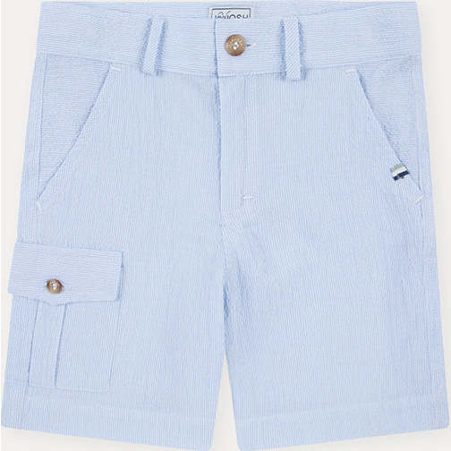 Seersucker Cargo Shorts, Light Blue