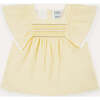 Seersucker Smocked Girl Blouse, Vanilla Yellow - Blouses - 1 - thumbnail
