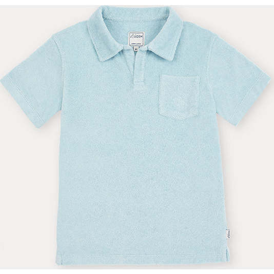 Terry Cotton Polo Shirt, Light Blue