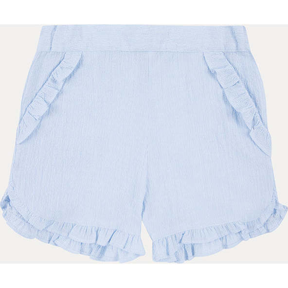 Seersucker Girl Frill Shorts, Light Blue