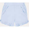 Seersucker Girl Frill Shorts, Light Blue - Blouses - 1 - thumbnail