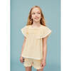 Seersucker Smocked Girl Blouse, Vanilla Yellow - Blouses - 2