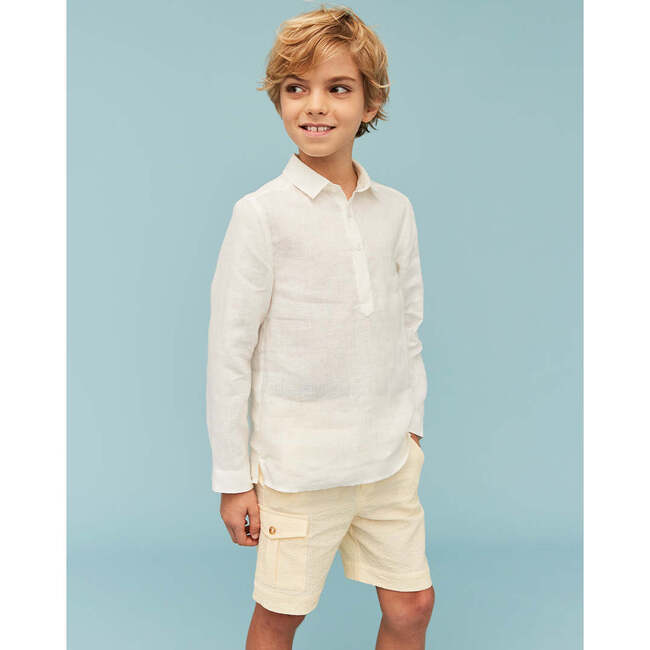 Seersucker Cargo Shorts, Vanilla Yellow - Shorts - 3