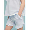 Seersucker Girl Frill Shorts, Light Blue - Blouses - 2
