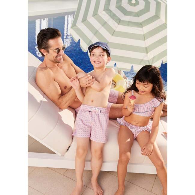 Men's Swim Shorts, Pink Geo - Swim Trunks - 3