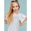 Seersucker Smocked Girl Blouse, Light Blue - Blouses - 3
