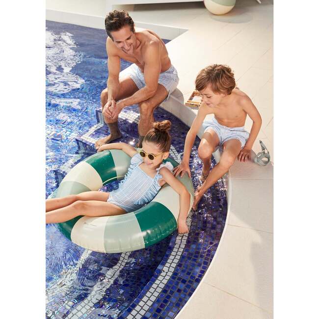 Men's Swim Shorts,Blue Stripes - Swim Trunks - 3