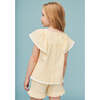 Seersucker Girl Frill Shorts, Vanilla Yellow - Blouses - 4