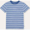 Linen Cotton T-Shirt, Blue Horizon Stripes - T-Shirts - 1 - thumbnail