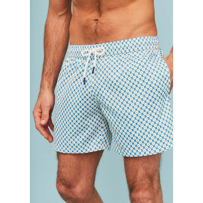 Men's Swim Shorts, Blue Floral - Swim Trunks - 3