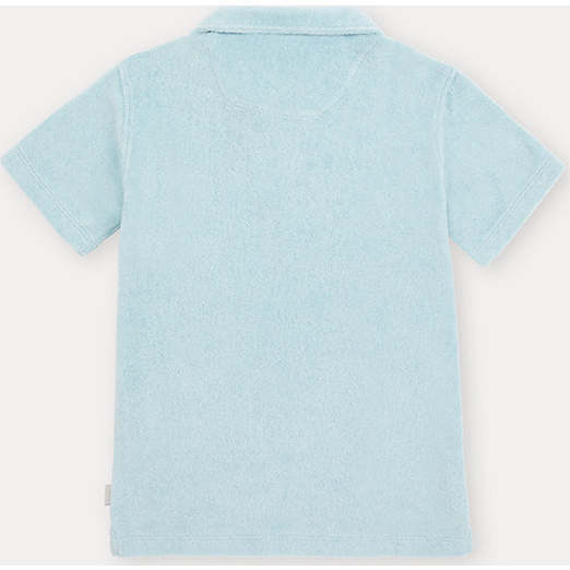 Terry Cotton Polo Shirt, Light Blue - Polo Shirts - 5