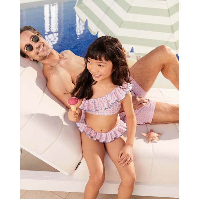 Men's Swim Shorts, Pink Geo - Swim Trunks - 5