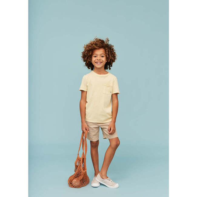 Linen Cotton T-Shirt, Vanilla Yellow - T-Shirts - 4