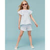 Seersucker Girl Frill Shorts, Light Blue - Blouses - 5