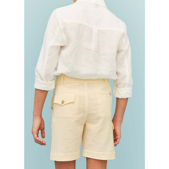 Seersucker Cargo Shorts, Vanilla Yellow - Shorts - 7