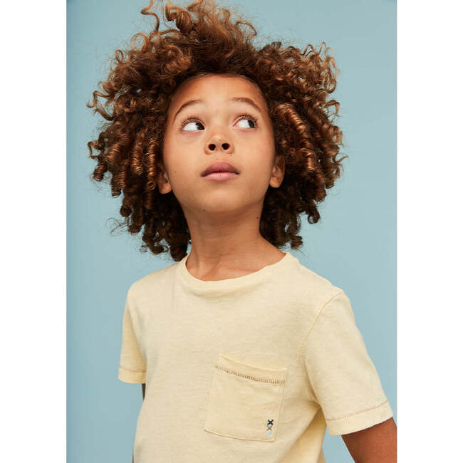 Linen Cotton T-Shirt, Vanilla Yellow - T-Shirts - 5