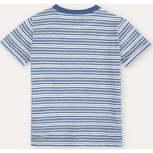 Linen Cotton T-Shirt, Blue Horizon Stripes - T-Shirts - 5