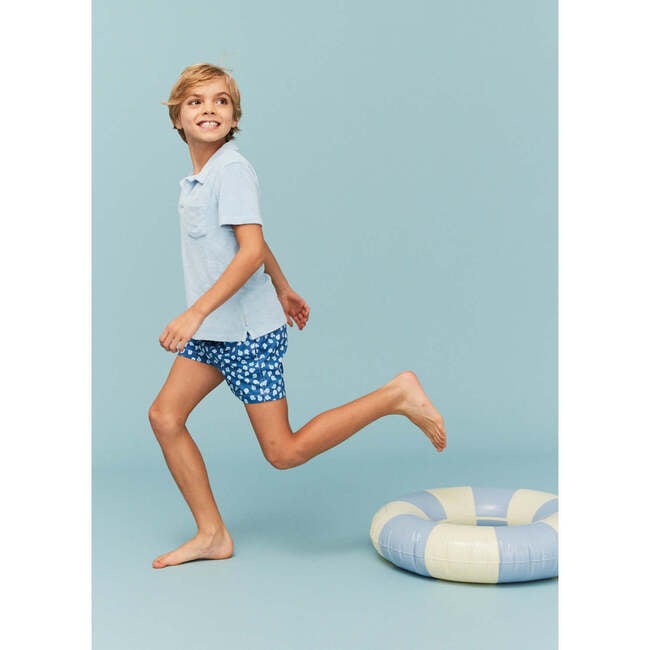 Terry Cotton Polo Shirt, Light Blue - Polo Shirts - 7