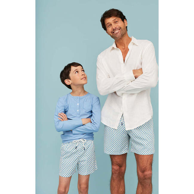 Men's Swim Shorts, Blue Floral - Swim Trunks - 7