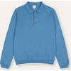 Cotton Polo Jumper, Sea Blue - Sweaters - 1 - thumbnail