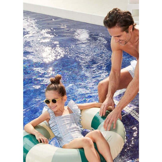 Girls' Ruffle Swimsuit, Blue Stripes - One Pieces - 3