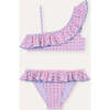 Girls' Ruffle Bikini, Pink Geo - Two Pieces - 1 - thumbnail