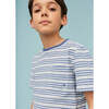 Linen Cotton T-Shirt, Blue Horizon Stripes - T-Shirts - 7