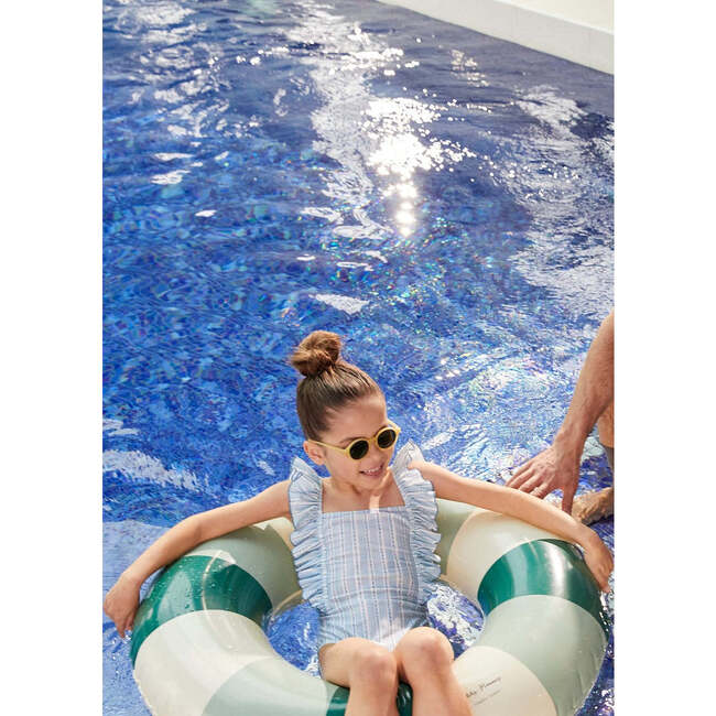 Girls' Ruffle Swimsuit, Blue Stripes - One Pieces - 4