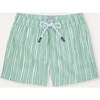 Boy's Swim Shorts, Green Stripes - Swim Trunks - 1 - thumbnail