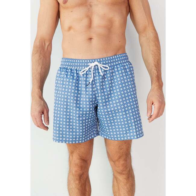 Men's Swim Shorts, Blue Geo - Swim Trunks - 5