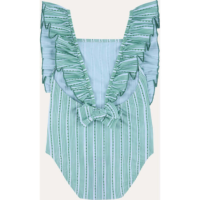 Girls' Ruffle Swimsuit, Green Stripes - One Pieces - 5
