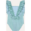 Girls' Ruffle Swimsuit, Green Stripes - One Pieces - 5