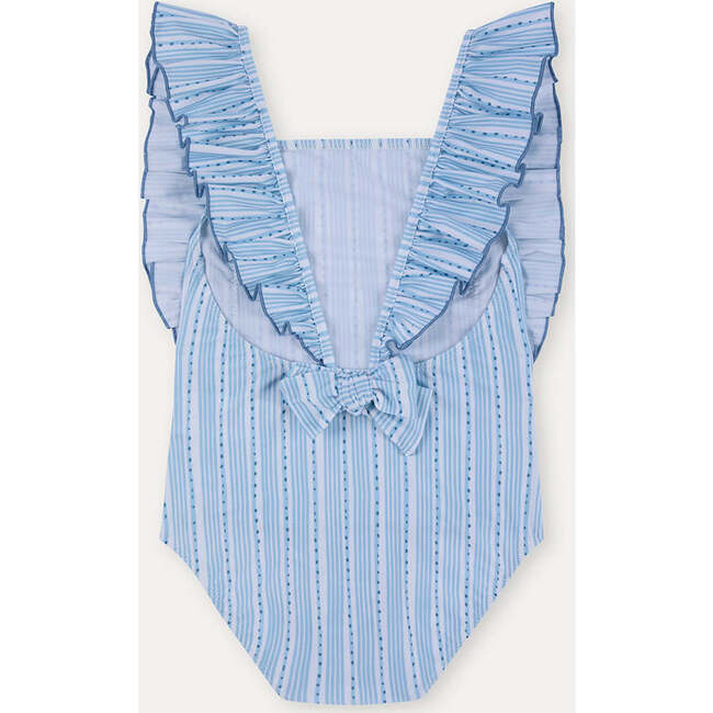Girls' Ruffle Swimsuit, Blue Stripes - One Pieces - 5