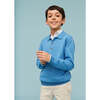 Cotton Polo Jumper, Sea Blue - Sweaters - 4