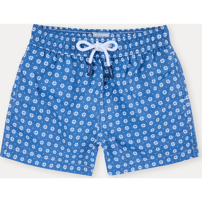 Boy's Swim Shorts, Blue Geo