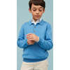 Cotton Polo Jumper, Sea Blue - Sweaters - 5