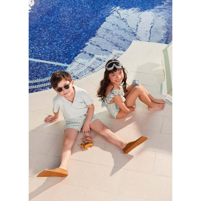 Boy's Swim Shorts, Green Stripes - Swim Trunks - 3