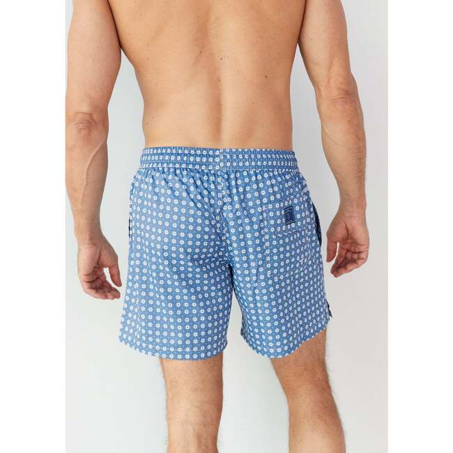 Men's Swim Shorts, Blue Geo - Swim Trunks - 6
