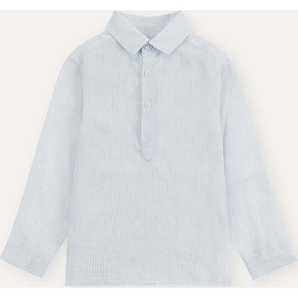 100% Linen Shirt, Light Blue Stripes