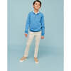 Cotton Polo Jumper, Sea Blue - Sweaters - 6
