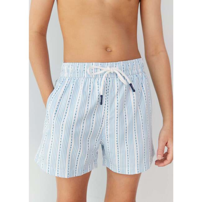 Boy's Swim Shorts, Blue Stripes - Swim Trunks - 4