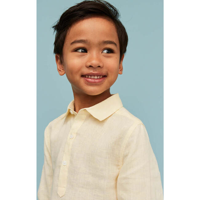 100% Linen Shirt, Vanilla Yellow - Button Downs - 3