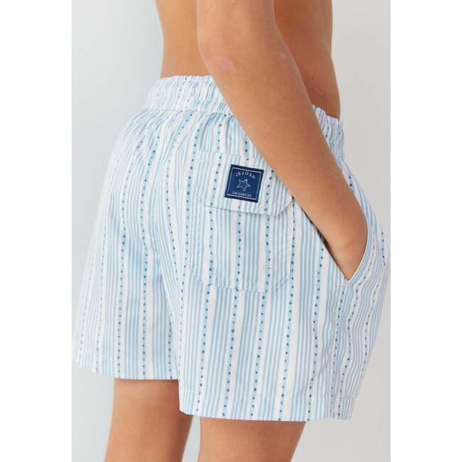 Boy's Swim Shorts, Blue Stripes - Swim Trunks - 5