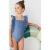 Girls' Ruffle Swimsuit, Blue Geo - One Pieces - 7