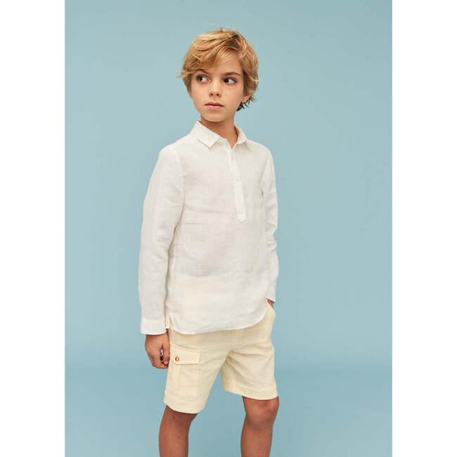 100% Linen Shirt, Off White - Button Downs - 3
